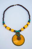 Charming necklace made with wood, beads and glass