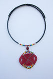 Maasai bib necklace with glass earring set