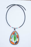 Maasai bib necklace with glass earring set