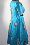 Midi Flared Ankara Dress embellished with rhinestone.